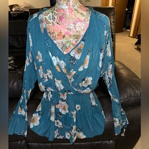 Free People Tuscan Dreams Printed Top blouse